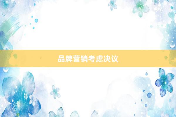 品牌营销考虑决议