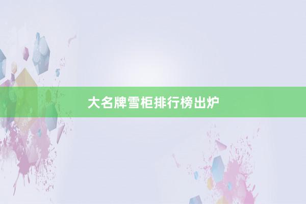 大名牌雪柜排行榜出炉