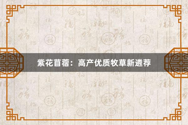 紫花苜蓿：高产优质牧草新遴荐